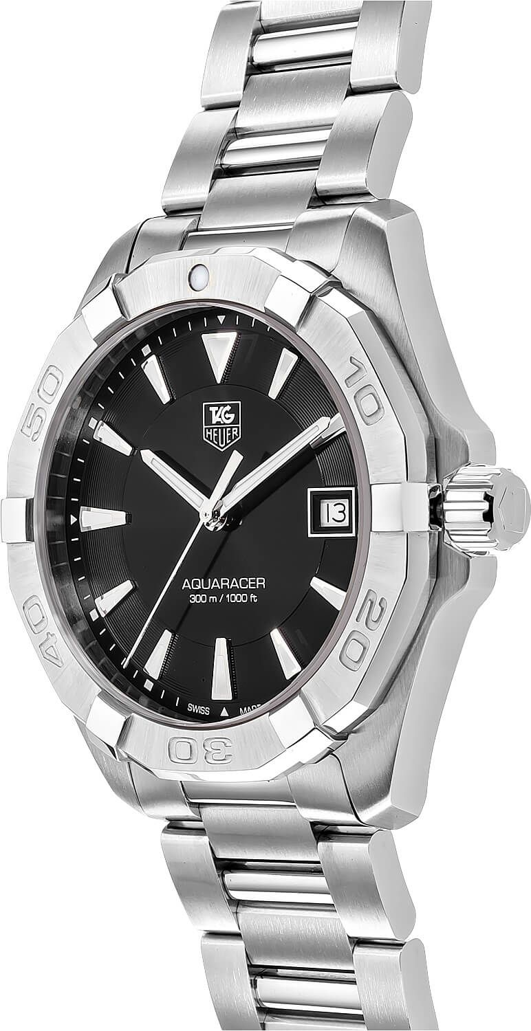 Tag Heuer Aquaracer 41mm Quartz Black Dial Silver Steel Strap Watch for Men - WAY1110.BA0928 Watches Tag Heuer   