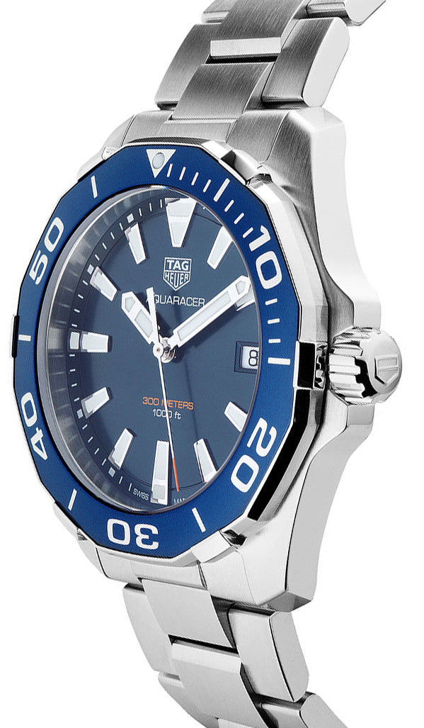 Tag Heuer Aquaracer Blue Dial Quartz Blue Dial Silver Steel Strap Watch for Men - WAY111C.BA0928 Watches Tag Heuer   