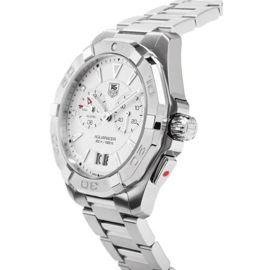 Tag Heuer Aquaracer Quartz Chronograph White Dial Silver Steel Strap Watch for Men - WAY111Y.BA0928 Watches Tag Heuer   