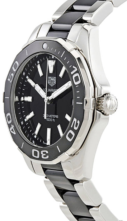 Tag Heuer Aquaracer Quartz 35mm Black Dial Two Tone Steel Strap Watch for Men - WAY131A.BA0913 Watches Tag Heuer   