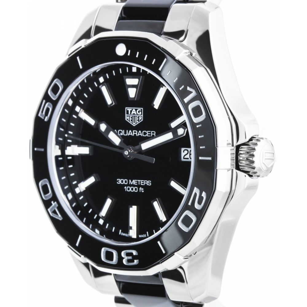 Tag Heuer Aquaracer Quartz 35mm Black Dial Two Tone Steel Strap Watch for Men - WAY131A.BA0913 Watches Tag Heuer   