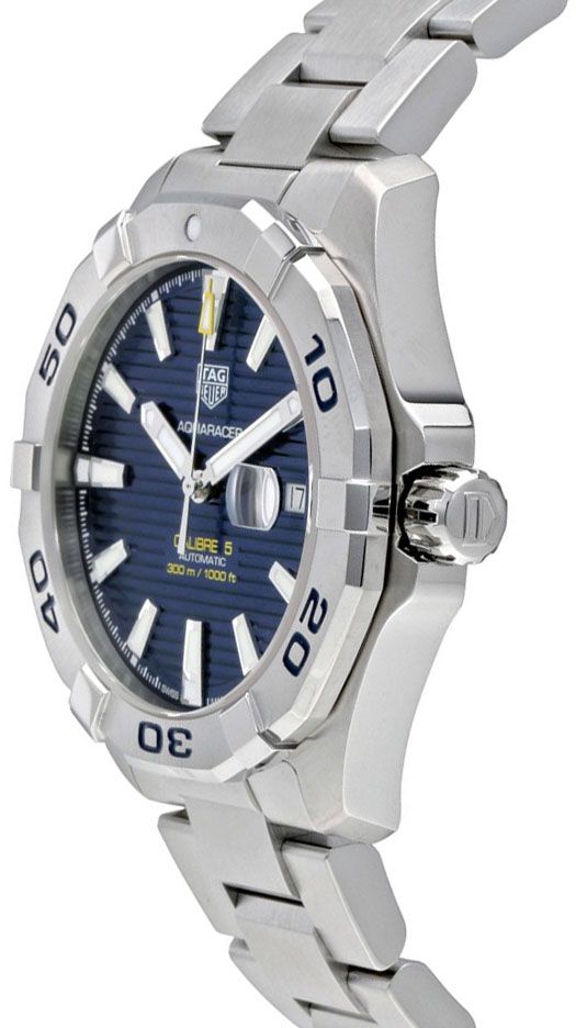 Tag Heuer Aquaracer Calibre 5 Automatic Blue Dial Silver Steel Strap Watch for Men - WAY2012.BA0927 Watches Tag Heuer   