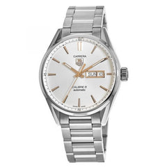 Tag Heuer Carrera Calibre 5 White Dial Silver Steel Strap Watch for Men - WAR201D.BA0723 Watches Tag Heuer   