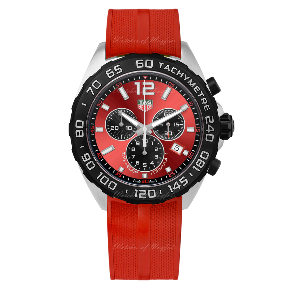 Tag Heuer Formula 1 Chronograph 41mm Red Dial Red Rubber Strap Watch for Men - CAZ101AN.FT8055 Watches Tag Heuer   