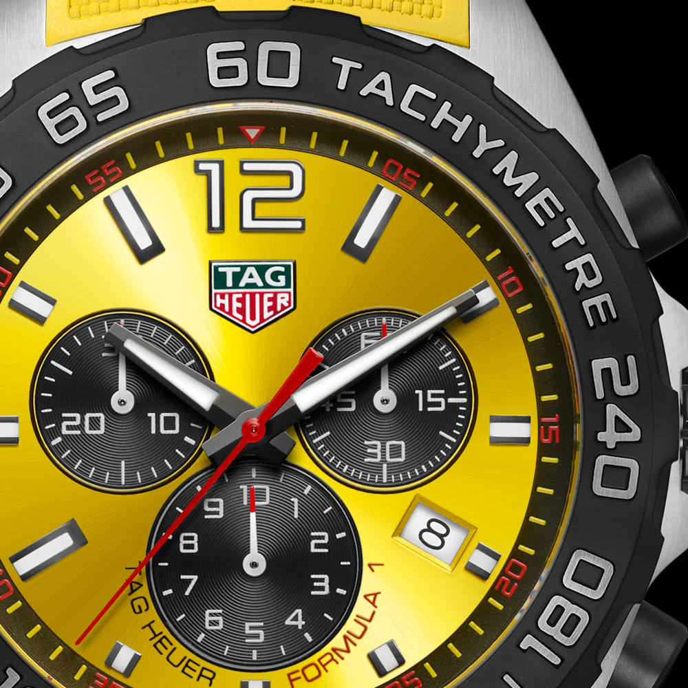 Tag Heuer Formula 1 Chronograph 41mm Yellow Dial Yellow Rubber Strap Watch for Men - CAZ101AM.FT8054 Watches Tag Heuer   