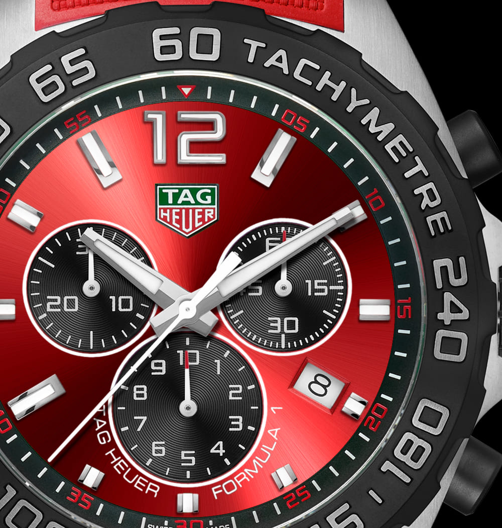 Tag Heuer Formula 1 Chronograph 41mm Red Dial Red Rubber Strap Watch for Men - CAZ101AN.FT8055 Watches Tag Heuer   