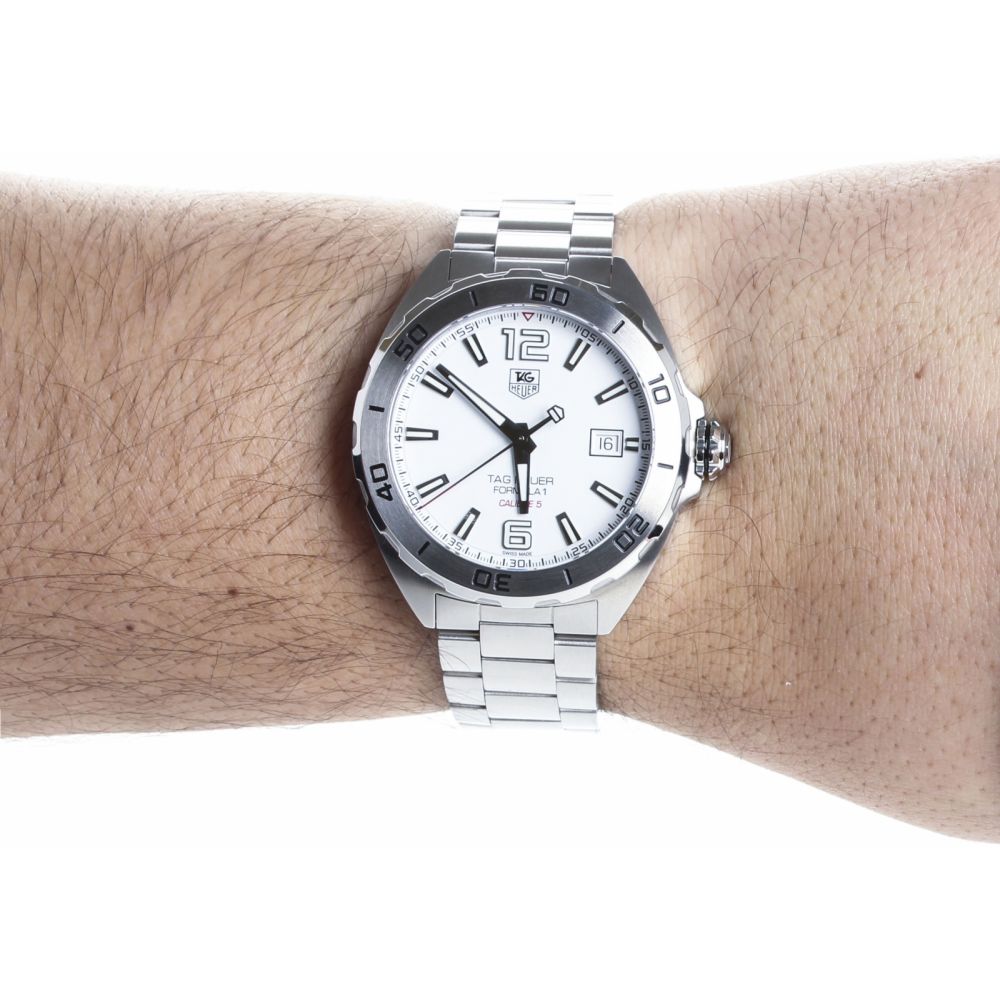 Tag Heuer Formula 1 Calibre 5 Automatic White Dial Silver Steel Strap Watch for Men - WAZ2114.BA0875 Watches Tag Heuer   