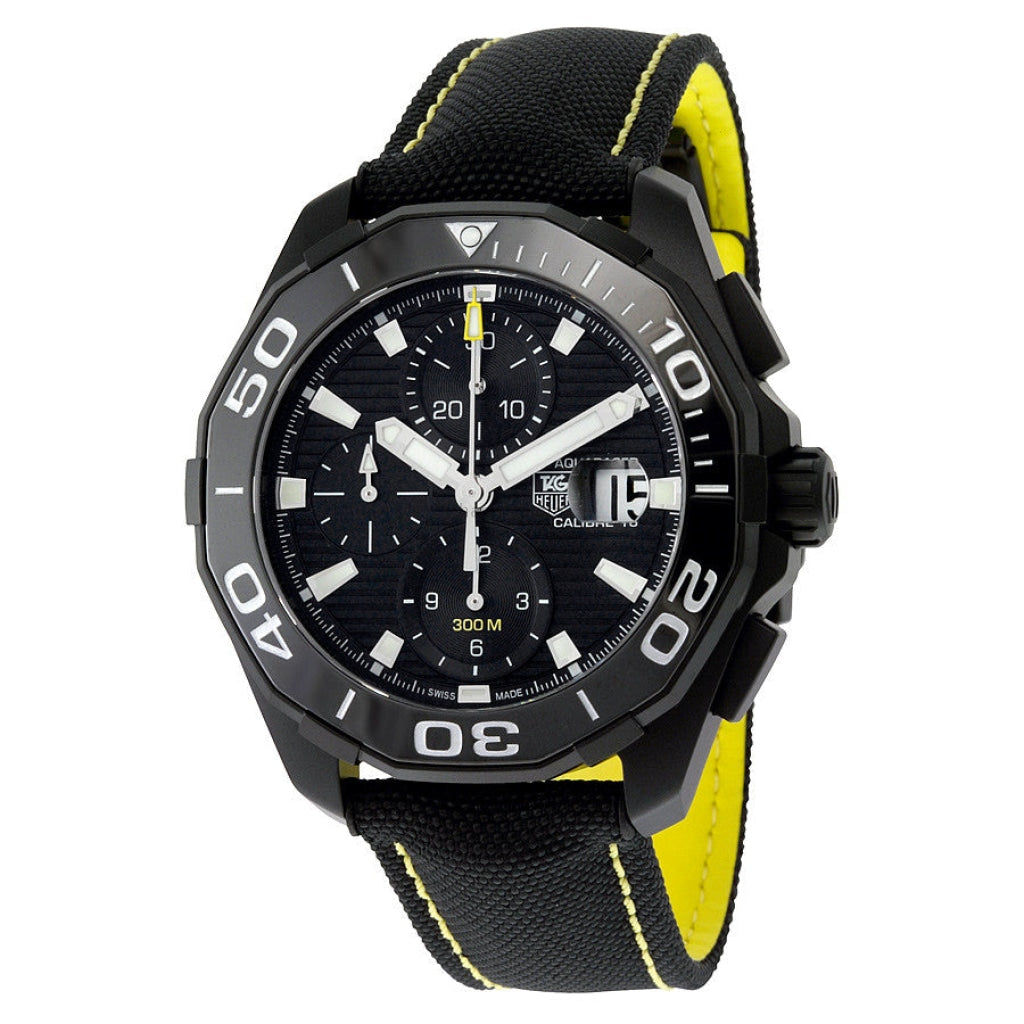 Tag Heuer Aquaracer Chronograph 43mm Black PVD Dial Black Nylon Strap Watch for Men - CAY218A.FC6361 Watches Tag Heuer   