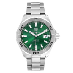 Tag Heuer Aquaracer Calibre 5 Automatic Green Dial Silver Steel Strap Watch for Men - WAY2015.BA0927 Watches Tag Heuer   