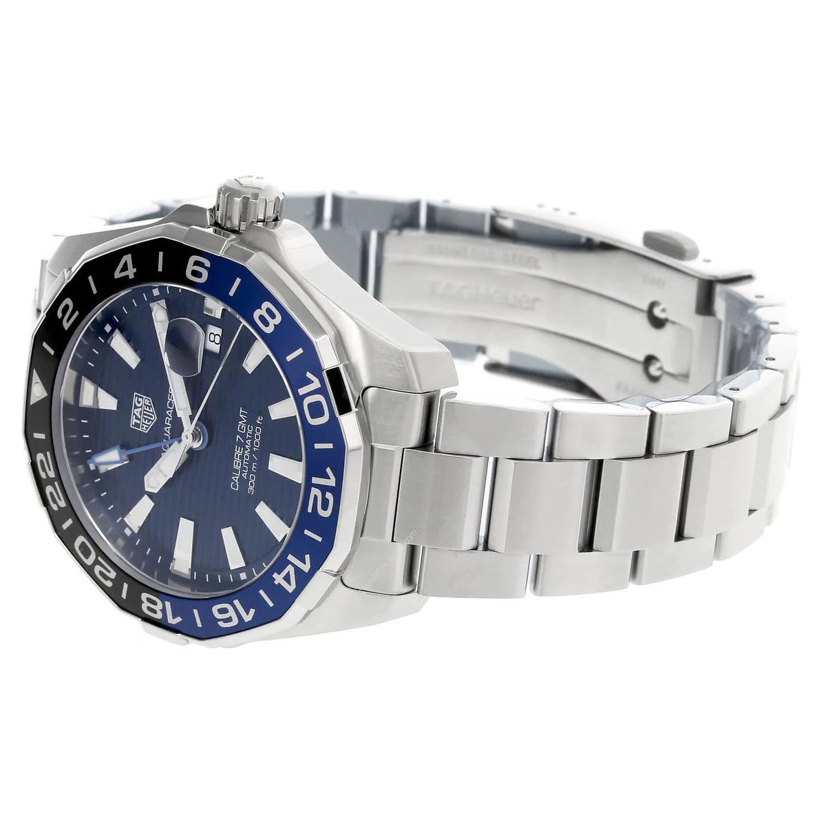 Tag Heuer Aquaracer GMT Calibre 6 Automatic Blue Dial Silver Steel Strap Watch for Men - WAY201T.BA0927 Watches Tag Heuer   