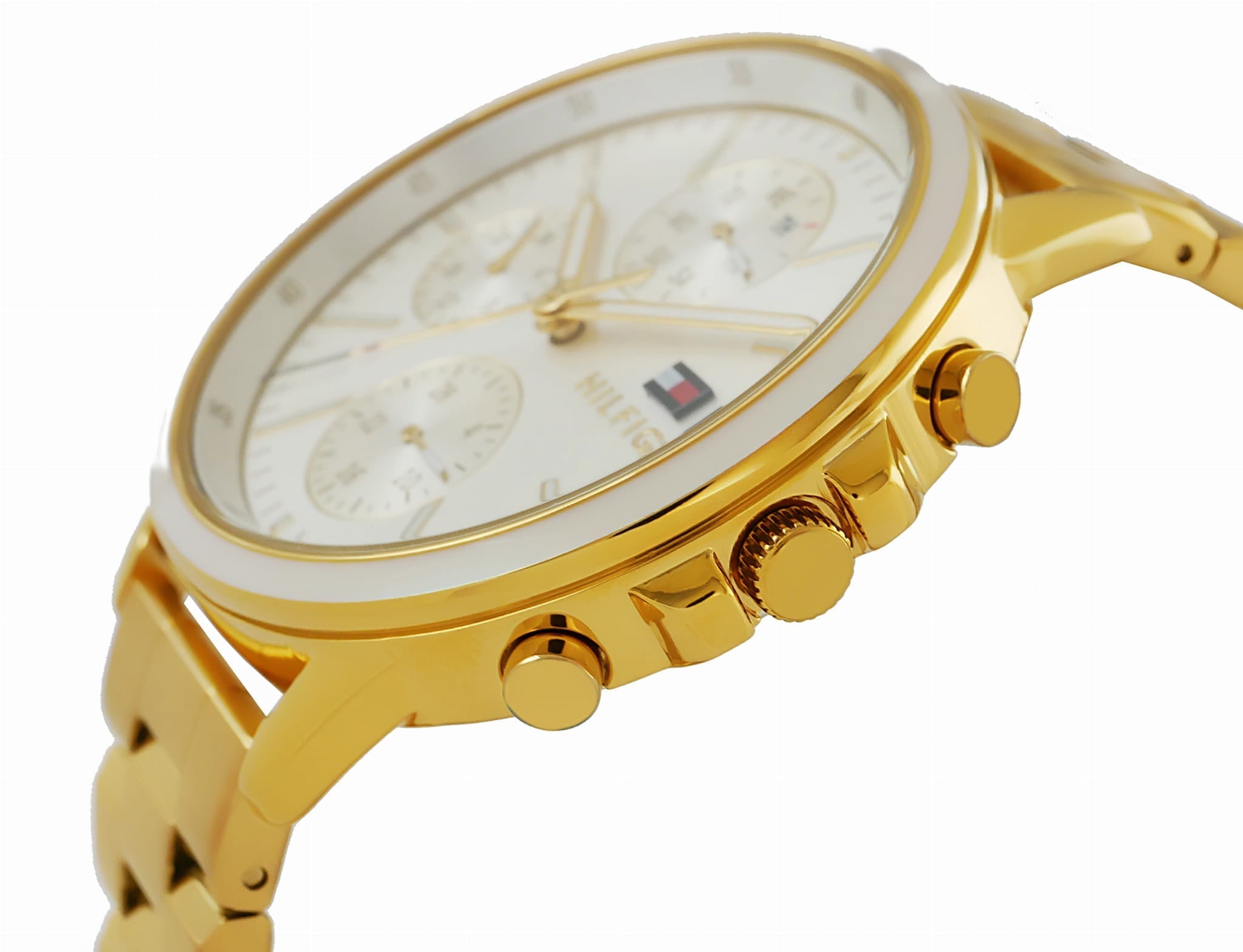 Tommy Hilfiger Carly White Dial Gold Stainless Steel Strap Watch for Women - 1781786 Watches Tommy Hilfiger   