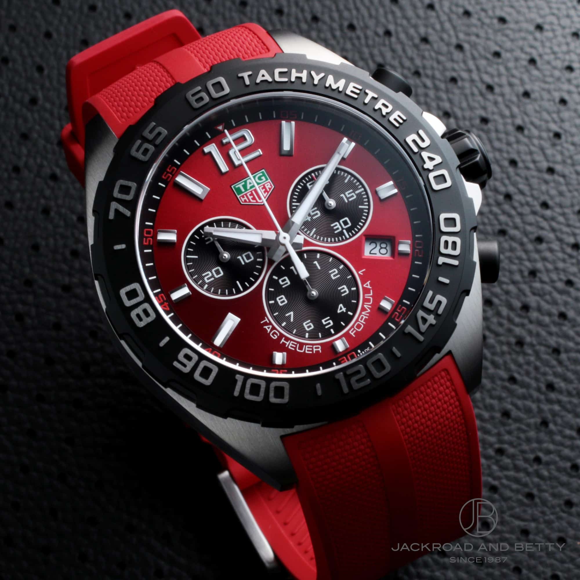 Tag Heuer Formula 1 Chronograph 41mm Red Dial Red Rubber Strap Watch for Men - CAZ101AN.FT8055 Watches Tag Heuer   