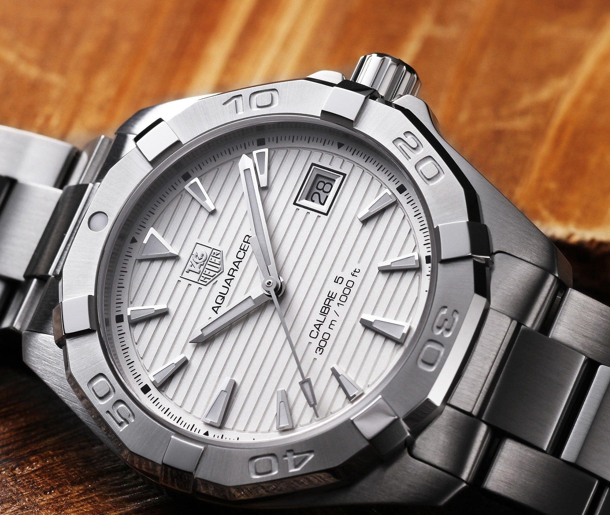 Tag Heuer Aquaracer Automatic 41mm White Dial Silver Steel Strap Watch for Men - WAY2111.BA0928 Watches Tag Heuer   