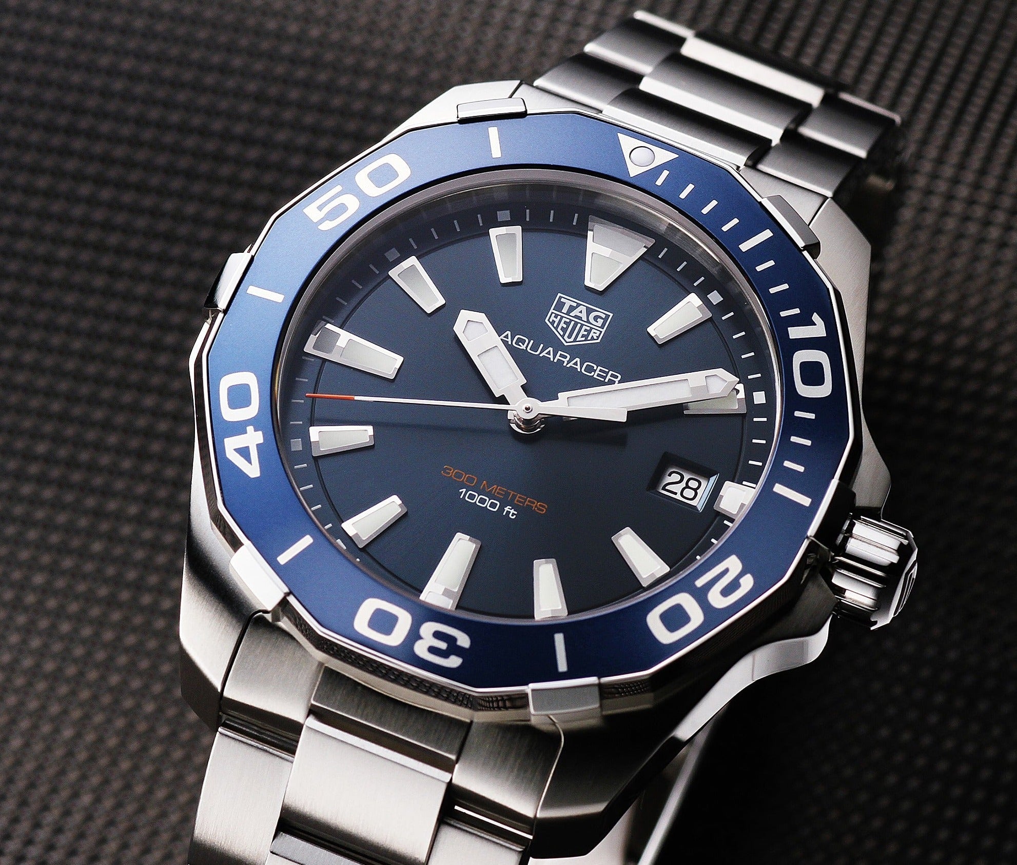 Tag Heuer Aquaracer Blue Dial Quartz Blue Dial Silver Steel Strap Watch for Men - WAY111C.BA0928 Watches Tag Heuer   