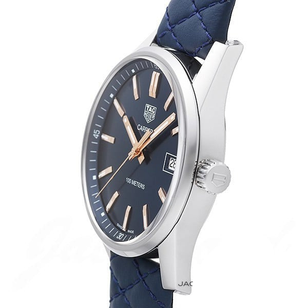 Tag Heuer Carrera Quartz 39mm Blue Dial Blue Calfskin Strap Watch for Women - WAR1112.FC6391 Watches Tag Heuer   