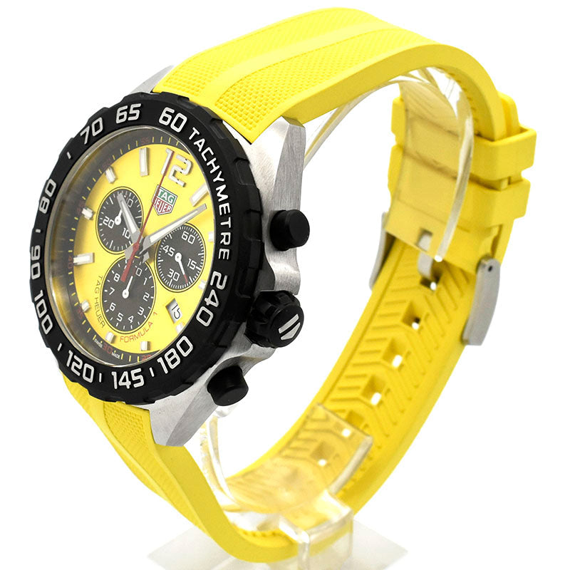 Tag Heuer Formula 1 Chronograph 41mm Yellow Dial Yellow Rubber Strap Watch for Men - CAZ101AM.FT8054 Watches Tag Heuer   