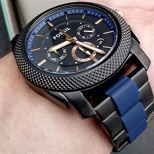 Fossil Machine Chronograph Black Dial Two Tone Steel Strap Watch for Men - FS5164 Watches Fossil   