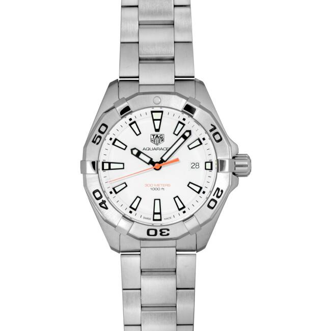 Tag Heuer Aquaracer Quartz 41mm White Dial Silver Steel Strap Watch for Men - WBD1111.BA0928 Watches Tag Heuer   