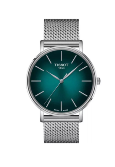 Tissot Everytime Gent Green Dial Silver Mesh Bracelet Watch for Men - T143.410.11.091.00 Watches Tissot   