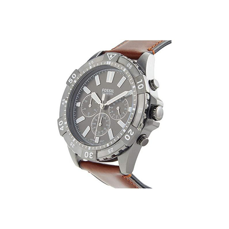 Fossil Garrett Chronograph Grey Dial Brown Leather Strap Watch for Men - FS5770 Watches Fossil   