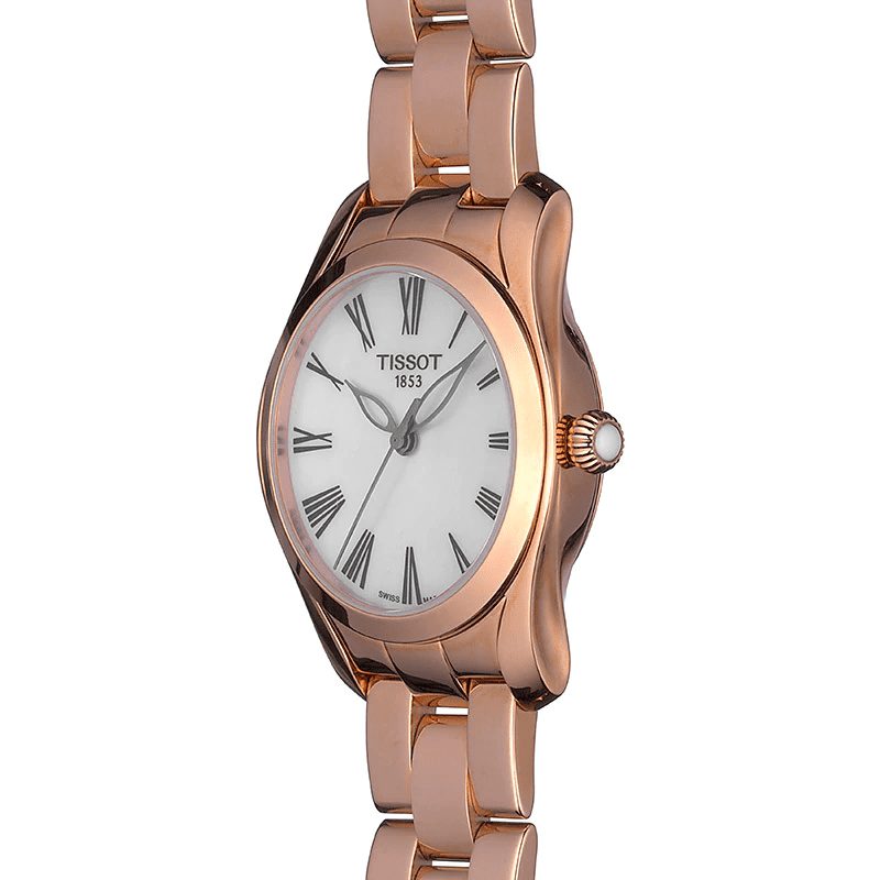 Tissot T Wave Mother of Pearl Dial Rose Gold Stainless Steel Watch For Women - T112.210.33.113.00 Watches Tissot   