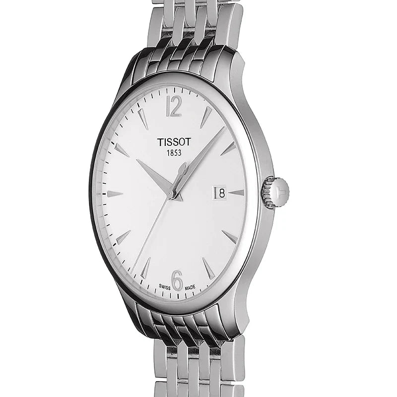 Tissot T Classic Tradition White Dial Silver Steel Strap Watch For Men - T063.610.11.037.00 Watches Tissot   