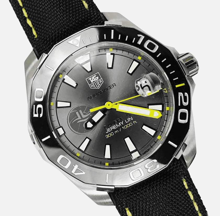 Tag Heuer Aquaracer Jeremy Lin Special Edition Grey Dial Black Nylon Strap Watch for Men - WAY211F.FC6362 Watches Tag Heuer   