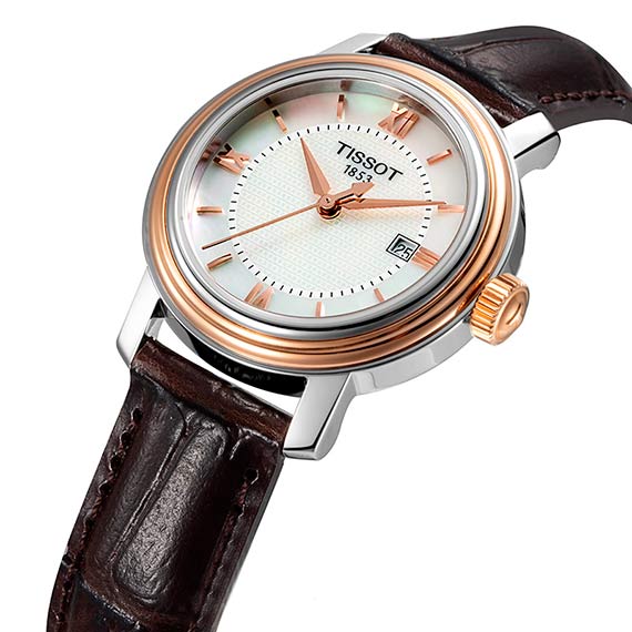 Tissot Bridgeport Lady Silver Dial Brown Leather Strap Watch For Women - T097.010.26.118.00 Watches Tissot   