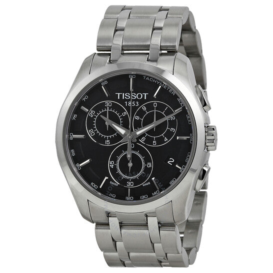 Tissot Couturier Chronograph Black Dial Silver Steel Strap Watch For Men - T035.617.11.051.00 Watches Tissot   