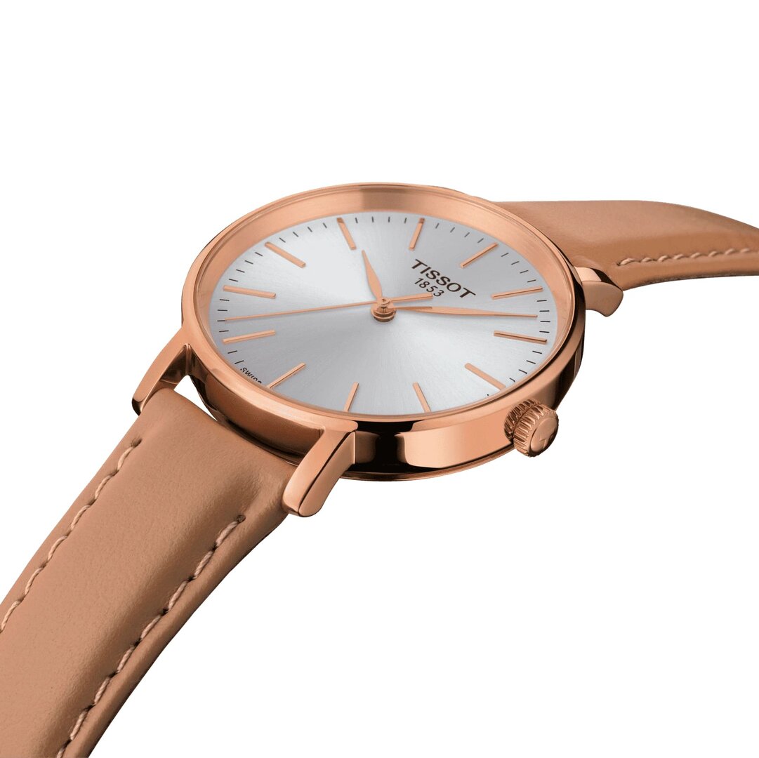 Tissot Everytime Lady Rose Gold Plated Leather Strap Watch for Women - T143.210.36.011.00 Watches Tissot   