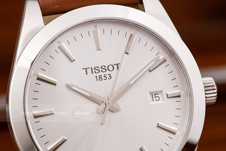 Tissot Gentleman Silver Dial Brown Leather Strap Watch For Men - T127.410.16.031.00 Watches Tissot   