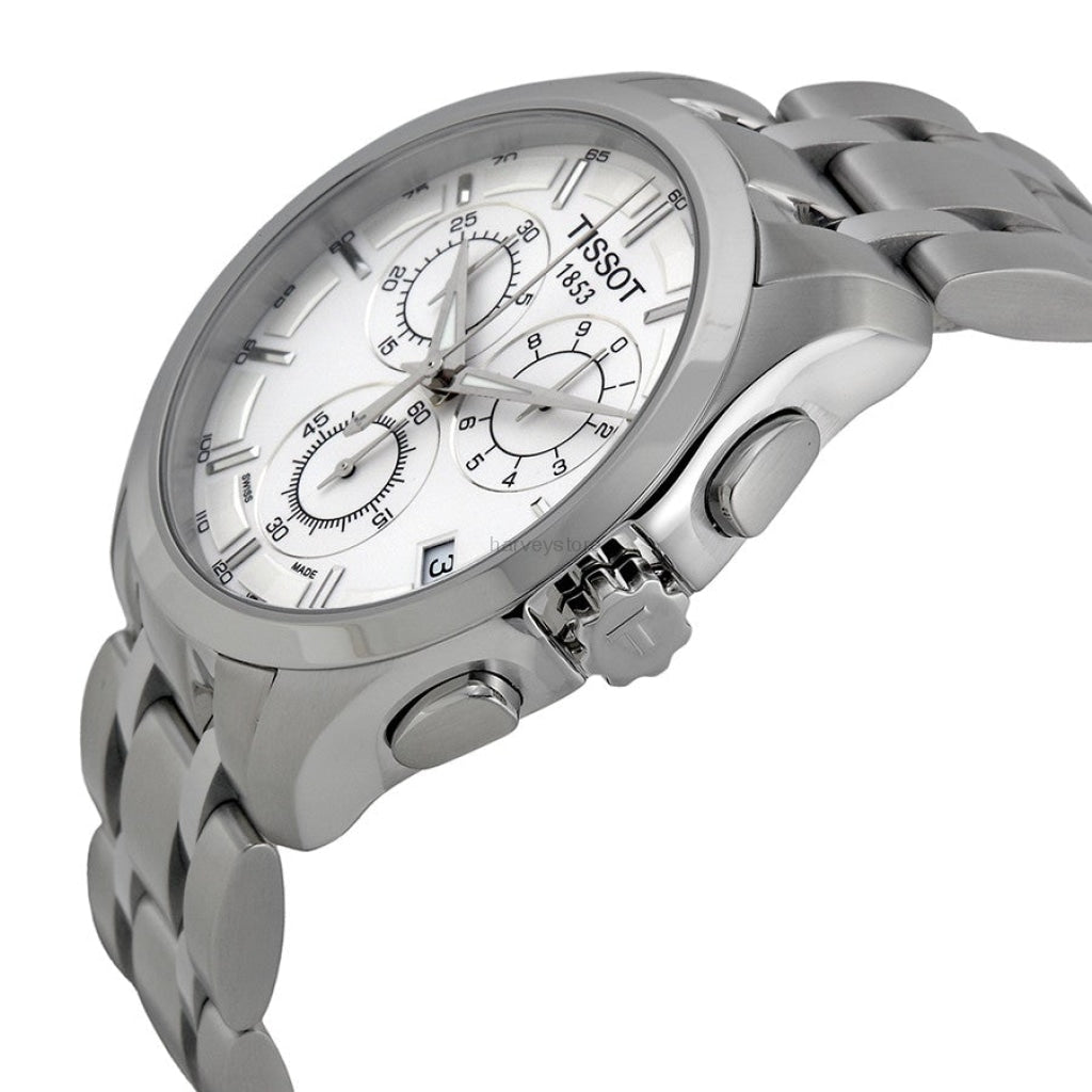 Tissot T Classic Couturier Chronograph White Stainless Steel Quartz Watch For Men - T101.617.11.031.00 Watches Tissot   