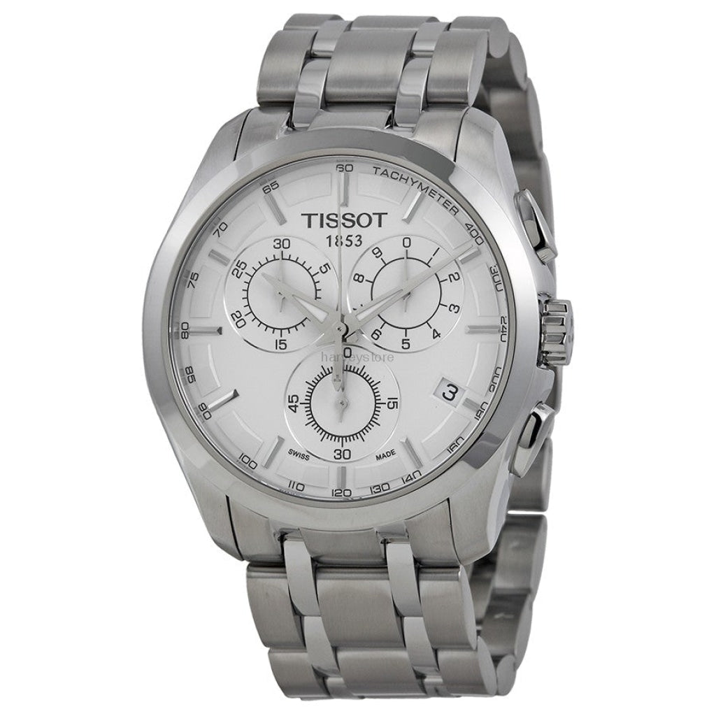 Tissot T Classic Couturier Chronograph White Stainless Steel Quartz Watch For Men - T101.617.11.031.00 Watches Tissot   