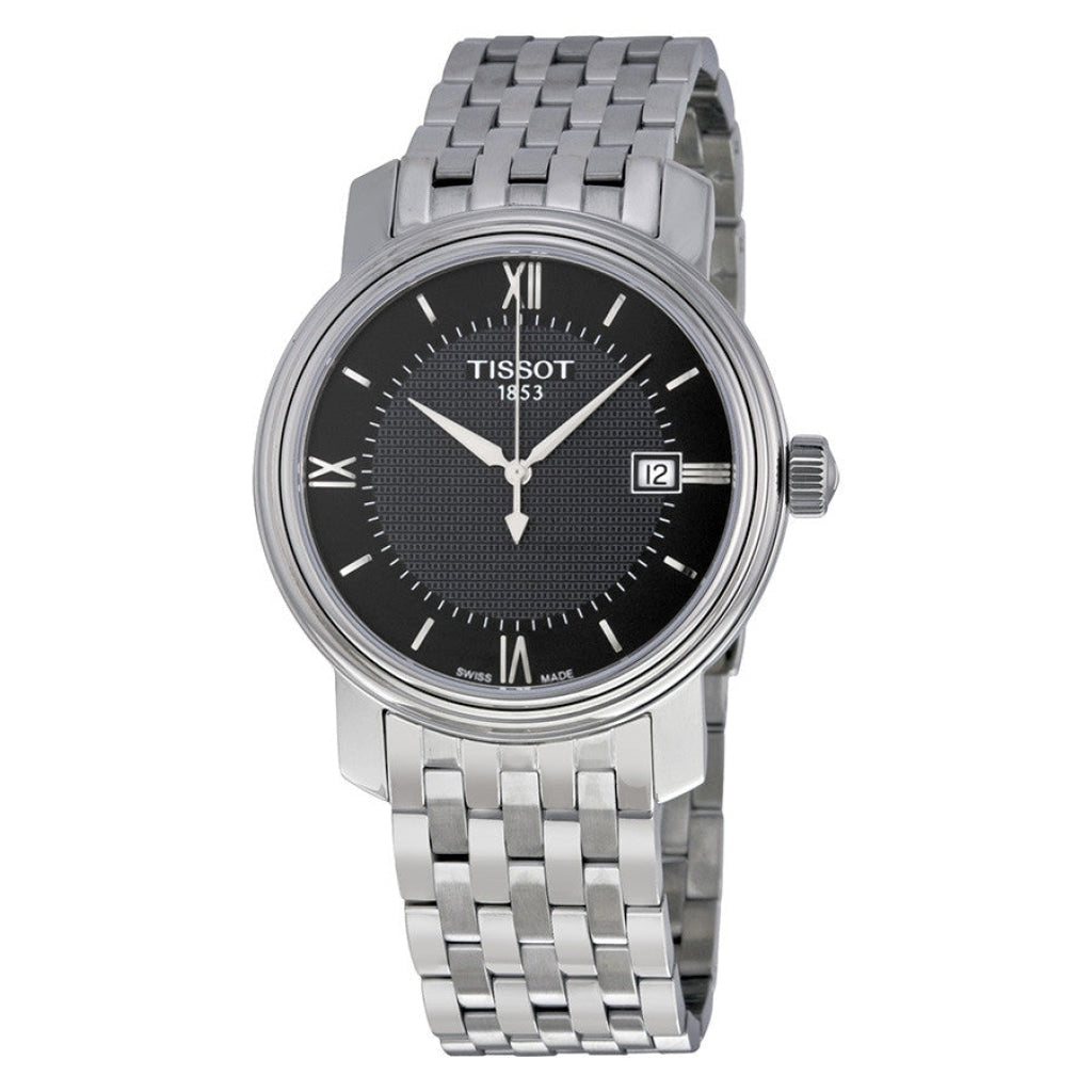 Tissot T Classic Bridgeport Black Dial Silver Steel Strap Watch For Men - T097.410.11.058.00 Watches Tissot   