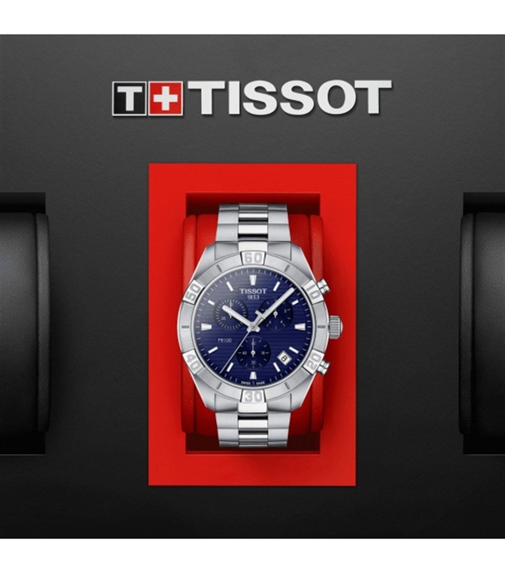 Tissot PR 100 Sport Quartz Chronograph Blue Dial Silver Stainless Steel Watch For Men - T101.617.11.041.00 Watches Tissot   