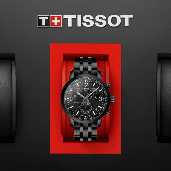 Tissot PRC 200 Chronograph Black Dial Black Stainless Steel Watch For Men - T114.417.33.057.00 Watches Tissot   