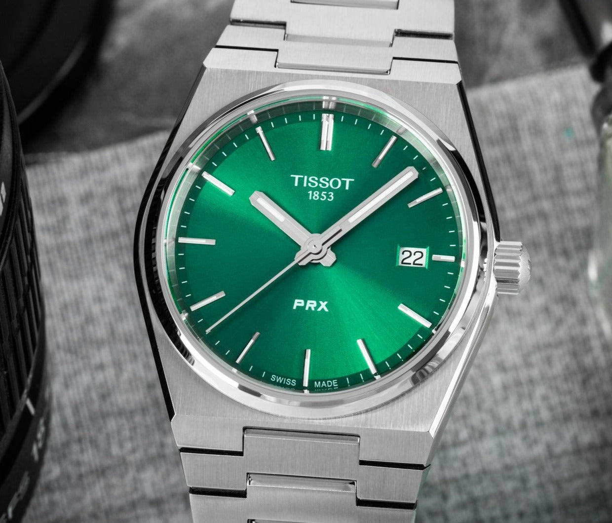 Tissot PRX Quartz Green Dial Stainless Steel Strap Watch for Women - T137.210.11.081.00 Watches Tissot   