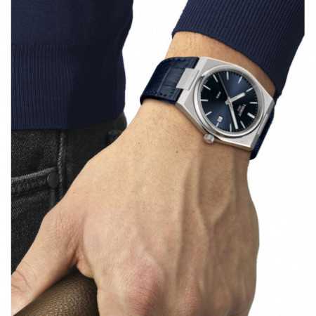 Tissot PRX Quartz Blue Dial Blue Leather Strap Watch for Men - T137.410.16.041.00 Watches Tissot   