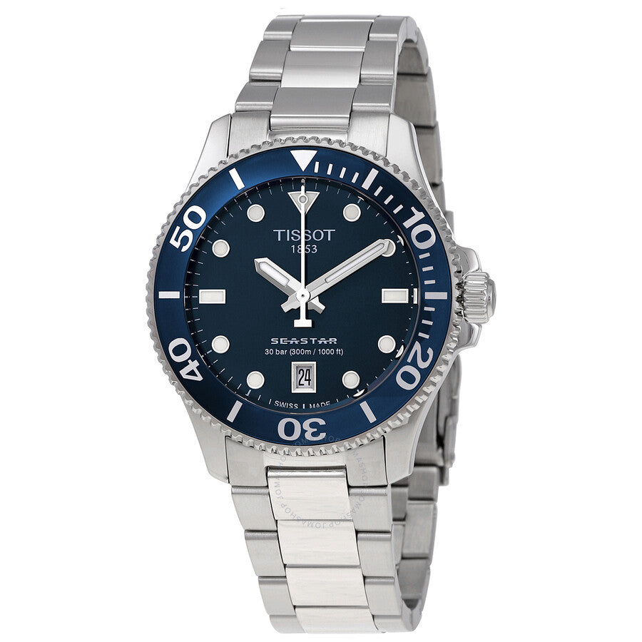 Tissot Seastar 1000 Lady Blue Dial Silver Stainless Steel Watch For Women - T120.210.11.041.00 Watches Tissot   