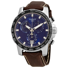 Tissot Supersport Chrono Blue Dial Brown Leather Strap Watch For Men - T125.617.16.041.00 Watches Tissot   