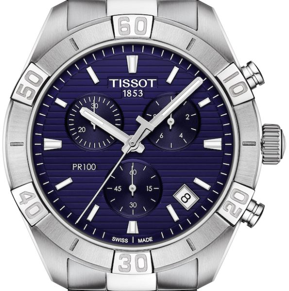 Tissot PR 100 Sport Quartz Chronograph Blue Dial Silver Stainless Steel Watch For Men - T101.617.11.041.00 Watches Tissot   