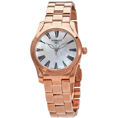 Tissot T Wave Mother of Pearl Dial Rose Gold Stainless Steel Watch For Women - T112.210.33.113.00 Watches Tissot   