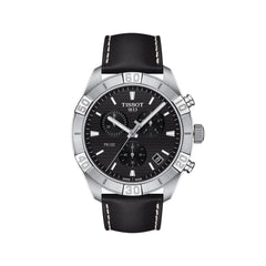 Tissot PR 100 Sport Quartz Chronograph Black Dial Black Leather Strap Watch For Men - T101.617.16.051.00 Watches Tissot   