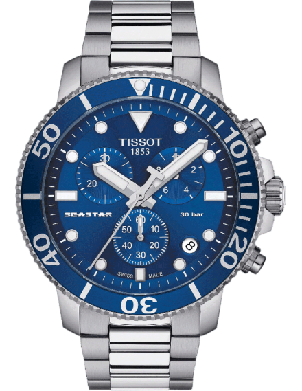 Tissot Seaster 1000 Chronograph Blue Dial Silver Stainless Steel Strap Watch For Men - T120.417.11.041.00 Watches Tissot   