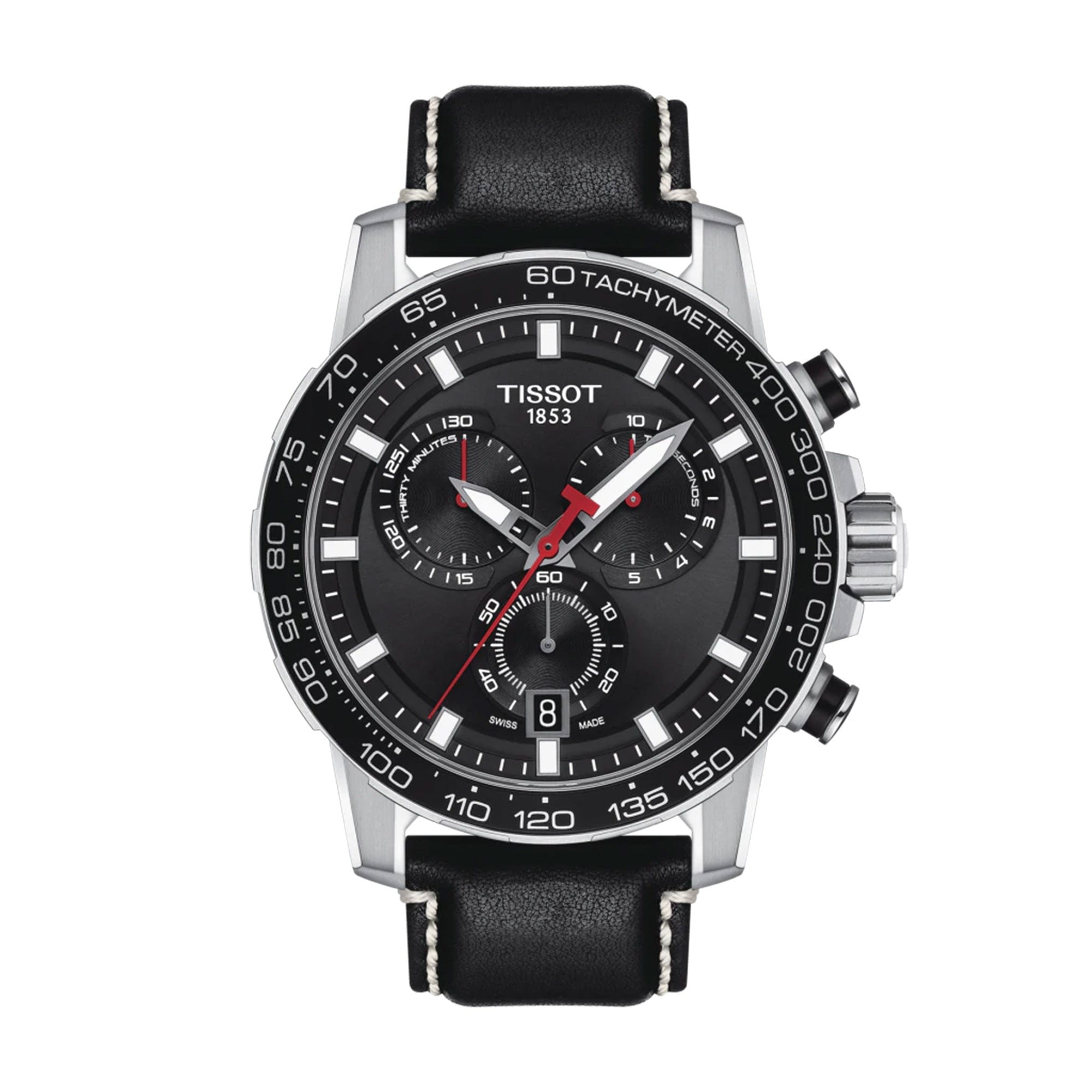 Tissot Supersport Chrono Black Dial Black Leather Strap Watch for Men - T125.617.16.051.00 Watches Tissot   