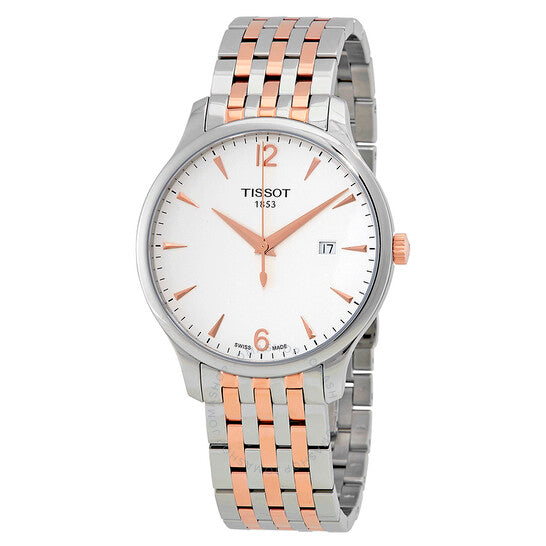 Tissot T Classic Tradition White Dial Two Tone Mesh Bracelet Watch For Men - T063.610.22.037.01 Watches Tissot   