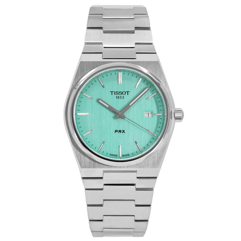 Tissot PRX Quartz Light Green Dial Stainless Steel Strap Watch for Men - T137.410.11.091.01 Watches Tissot   