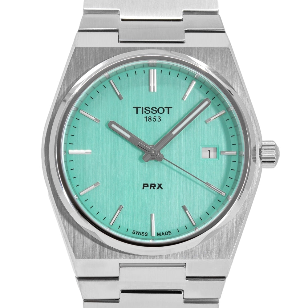 Tissot PRX Quartz Light Green Dial Stainless Steel Strap Watch for Men - T137.410.11.091.01 Watches Tissot   