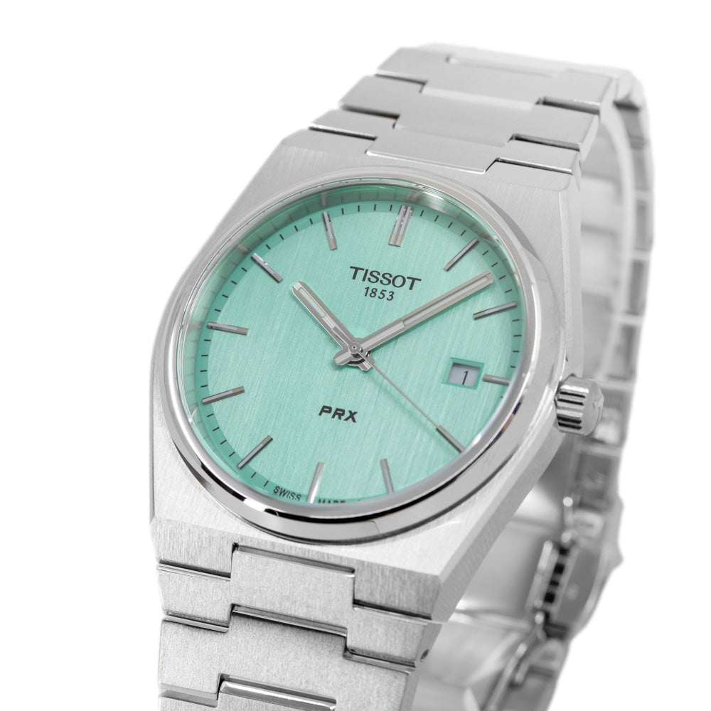 Tissot PRX Quartz Light Green Dial Stainless Steel Strap Watch for Men - T137.410.11.091.01 Watches Tissot   