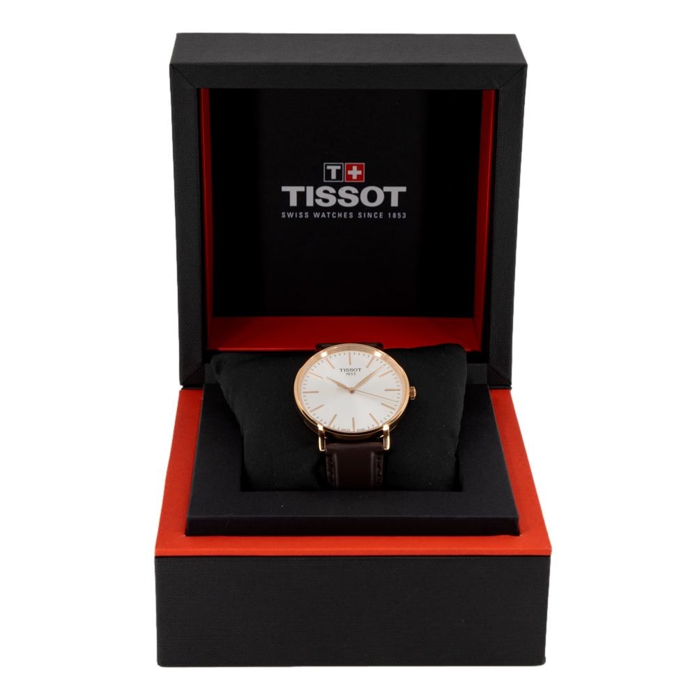 Tissot Everytime Gent Silver Dial Brown Leather Strap Watch for Men - T143.410.36.011.00 Watches Tissot   